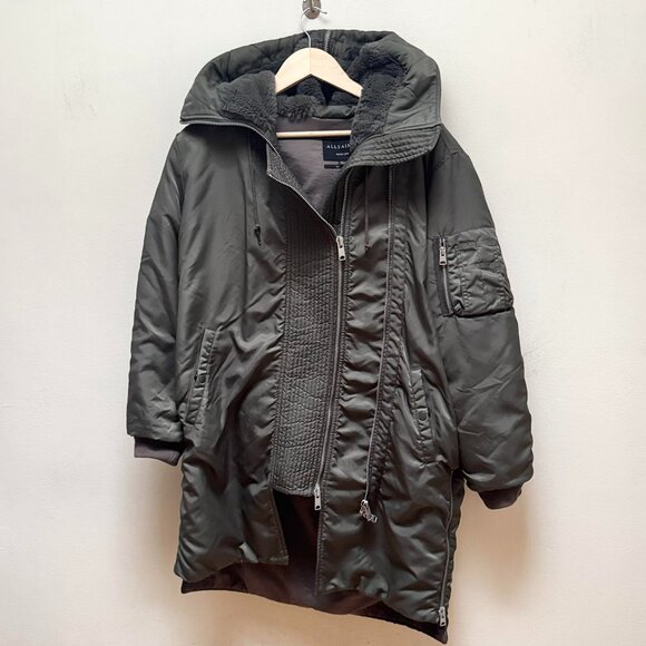 AllSaints RARE Army Green Oren Heavy Parka - Picture 4 of 16
